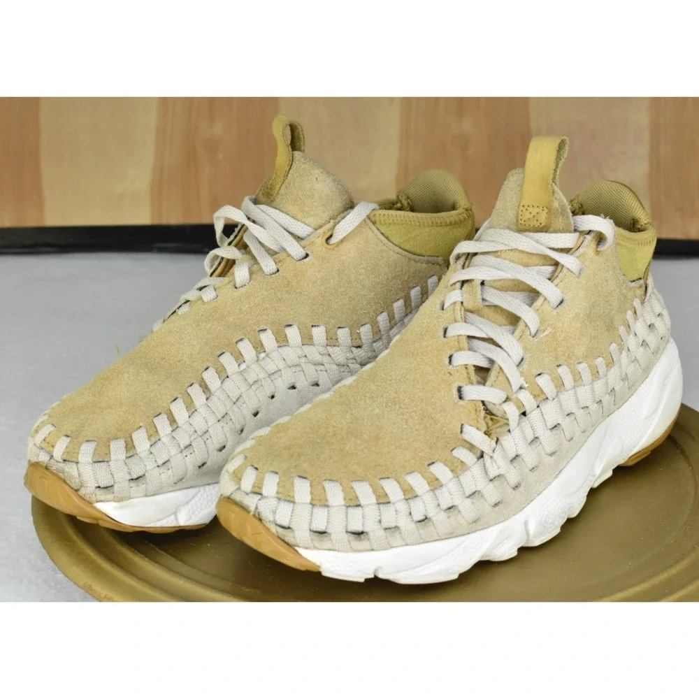 Nike Air Footscape Woven Men Shoes Size 7.5 Flat Gold Chukka QS Hairy Suede